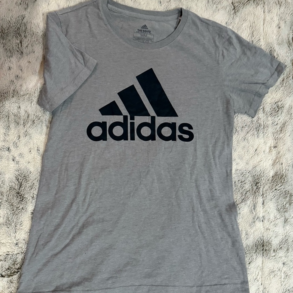 Adidas Heather Gray Tee with Black Logo